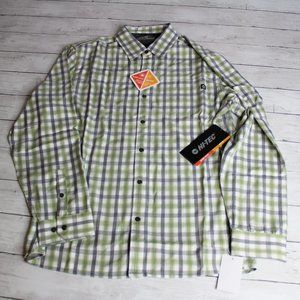 Hi Tec Men's Plaid Casual Dress Shirt Size XL UPF 50 Wicking Long Sleeve